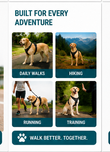No-Pull Front Clip Dog Harness – Adjustable, Escape-Proof & Reflective for Safe Walks