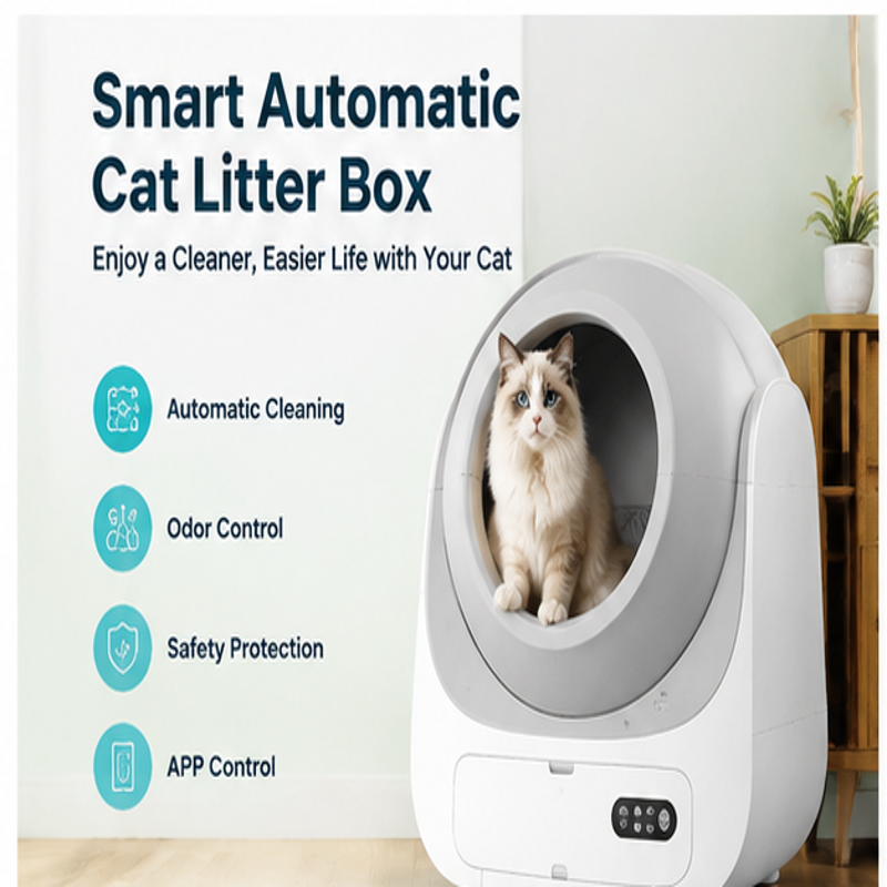 Smart Automatic Self-Cleaning Cat Litter Box – Odor Control, Hands-Free Cleaning, Large Capacity, Safe Design for All Cats