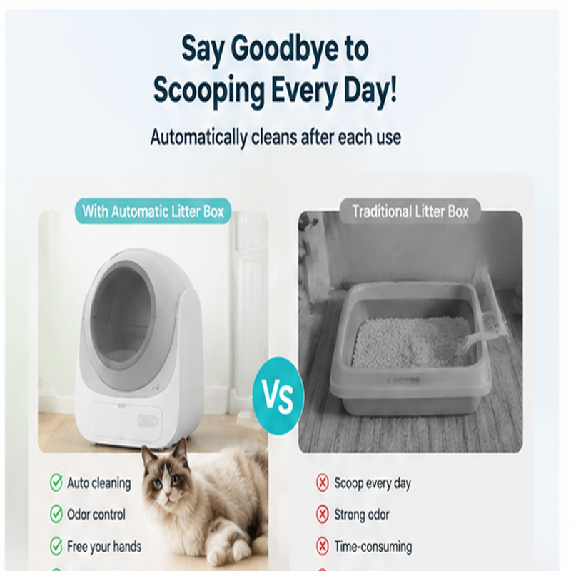 Smart Automatic Self-Cleaning Cat Litter Box – Odor Control, Hands-Free Cleaning, Large Capacity, Safe Design for All Cats