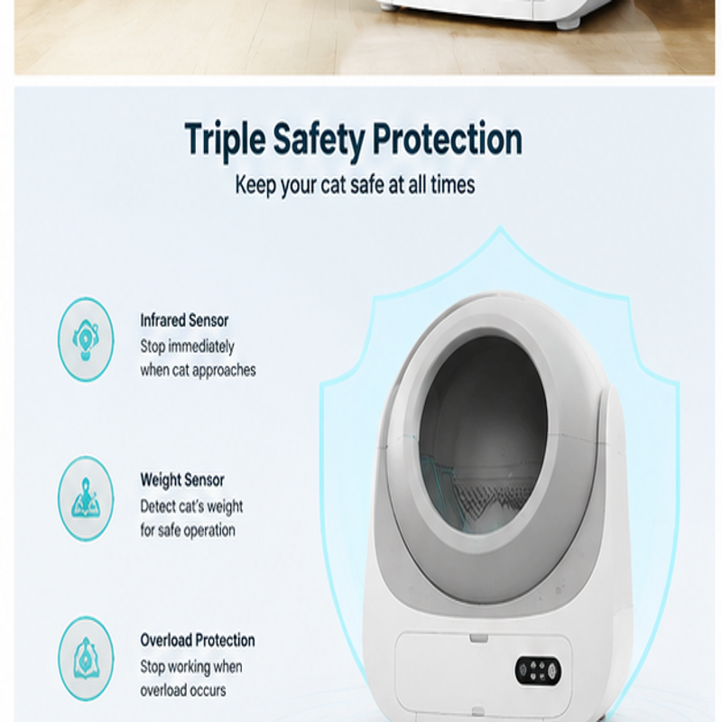 Smart Automatic Self-Cleaning Cat Litter Box – Odor Control, Hands-Free Cleaning, Large Capacity, Safe Design for All Cats