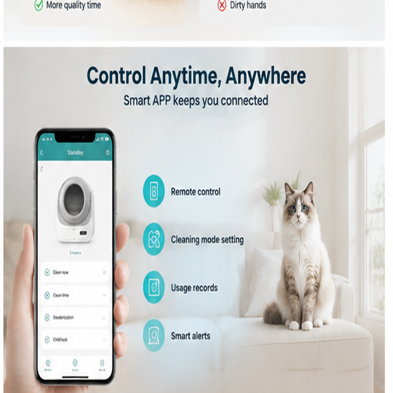 Smart Automatic Self-Cleaning Cat Litter Box – Odor Control, Hands-Free Cleaning, Large Capacity, Safe Design for All Cats