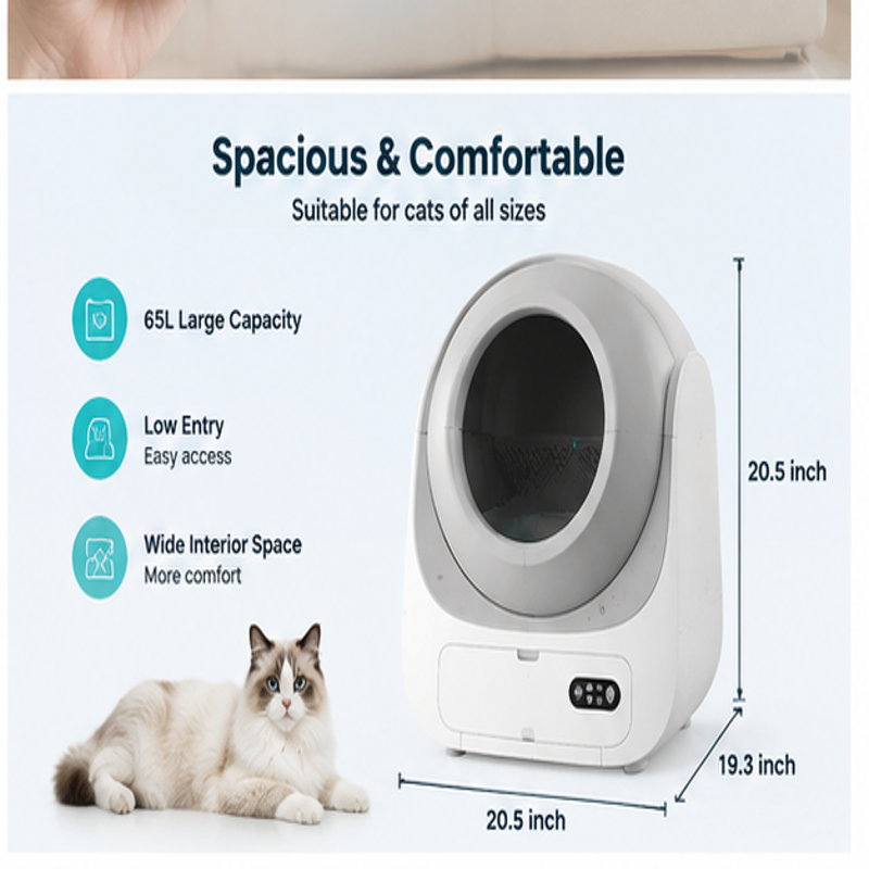 Smart Automatic Self-Cleaning Cat Litter Box – Odor Control, Hands-Free Cleaning, Large Capacity, Safe Design for All Cats
