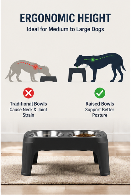 Elevated Dog Bowl Feeder – Anti-Slip Raised Pet Bowl Stand for Medium & Large Dogs, Ergonomic Feeding Station for Healthy Eating Posture
