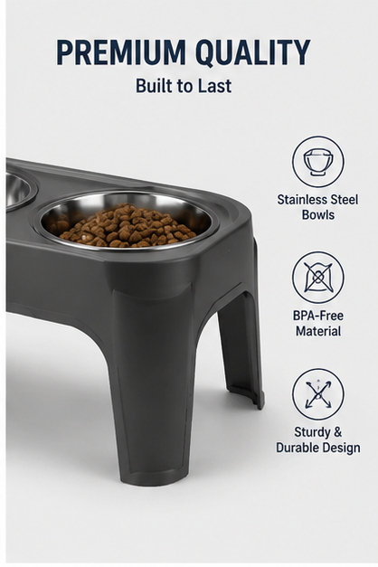 Elevated Dog Bowl Feeder – Anti-Slip Raised Pet Bowl Stand for Medium & Large Dogs, Ergonomic Feeding Station for Healthy Eating Posture