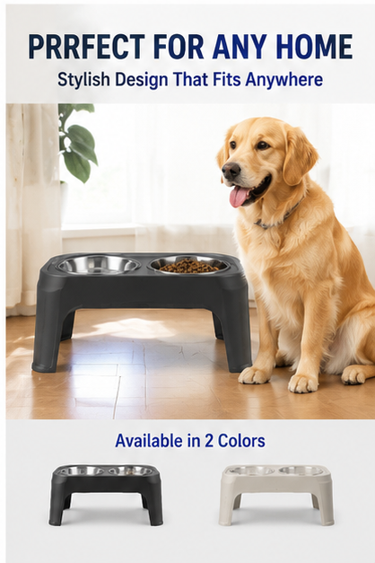 Elevated Dog Bowl Feeder – Anti-Slip Raised Pet Bowl Stand for Medium & Large Dogs, Ergonomic Feeding Station for Healthy Eating Posture