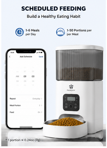 Smart Automatic Pet Feeder – Timed Feeding, Portion Control, Voice Recording, Dual Power, Fresh Storage for Cats & Dogs