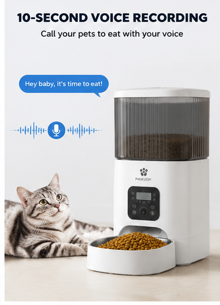 Smart Automatic Pet Feeder – Timed Feeding, Portion Control, Voice Recording, Dual Power, Fresh Storage for Cats & Dogs