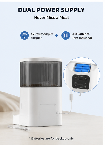 Smart Automatic Pet Feeder – Timed Feeding, Portion Control, Voice Recording, Dual Power, Fresh Storage for Cats & Dogs