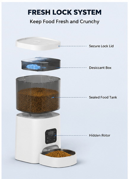 Smart Automatic Pet Feeder – Timed Feeding, Portion Control, Voice Recording, Dual Power, Fresh Storage for Cats & Dogs