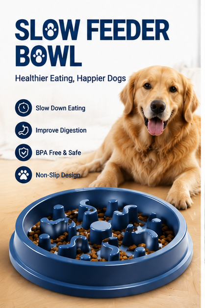 Slow Feeder Dog Bowl – Anti-Choking Puzzle Bowl for Dogs, Non-Slip Durable Pet Food Bowl for Healthy Eating