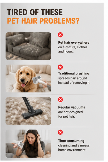 All-in-One Pet Grooming Vacuum Kit – Low Noise Dog & Cat Hair Removal Brush with Powerful Suction