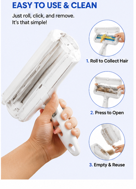 Reusable Pet Hair Remover Roller – Eco-Friendly Lint & Fur Cleaner for Couch, Carpet, Clothes & Car