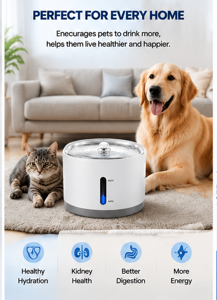Smart Pet Water Fountain – Automatic Filtered Drinking Fountain for Cats & Dogs | Ultra Quiet, Large Capacity, Easy Clean